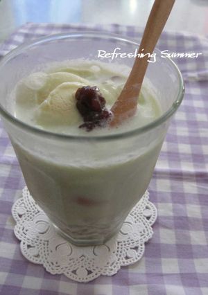 寒天入り♫小豆バニラの抹茶フロート-レシピのメイン写真