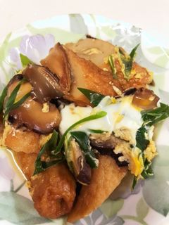 ごぼう天と椎茸の煮物卵とじ仕上げ。-レシピのメイン写真
