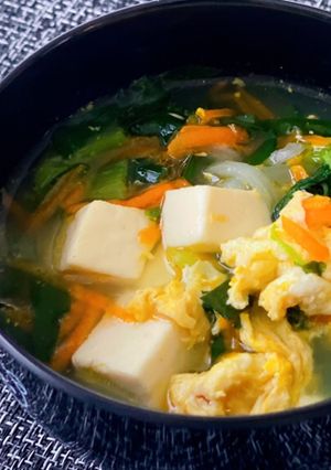 時短☆野菜たっぷり☆食べるニラ玉スープ-レシピのメイン写真