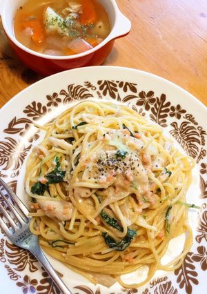 鮭と舞茸のクリームパスタ-レシピのメイン写真