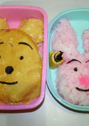 キャラ弁・・・ぷーさんとピグレット弁当-レシピのメイン写真