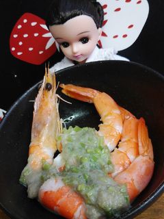 リカちゃん♡茹で海老〜とろろ昆布たれ添〜-レシピのメイン写真