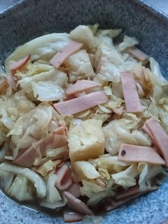 『キャベツとハムのポン酢炒め』-レシピのメイン写真