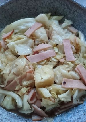 『キャベツとハムのポン酢炒め』-レシピのメイン写真