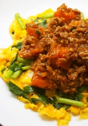 麻婆南瓜♪ニラ卵にのせて♪-レシピのメイン写真