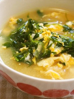豆苗・玉ねぎ・卵の味噌汁♪-レシピのメイン写真