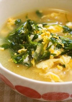 豆苗・玉ねぎ・卵の味噌汁♪-レシピのメイン写真