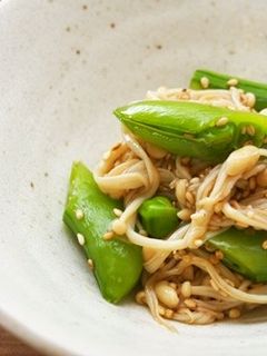 スナップエンドウ・えのきのごま和え♪-レシピのメイン写真