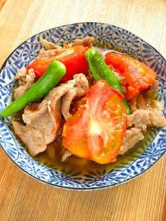 ☺簡単おかず♪豚肉とトマトのめんつゆ煮☺-レシピのメイン写真