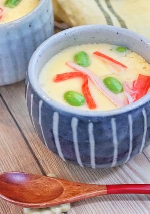 レンジで簡単『枝豆とカニかまの茶碗蒸し』-レシピのメイン写真