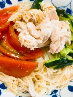 たたききゅうりのバンバンジー素麺-レシピのメイン写真