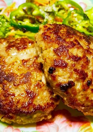 豚こま肉でヘルシー♪肉汁ハンバーグ♪-レシピのメイン写真