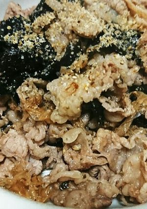 糖質制限的、牛切り落とし&磯の香り-レシピのメイン写真