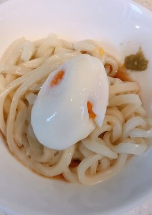 レンジで簡単、ポン酢しょう油の温玉うどん-レシピのメイン写真