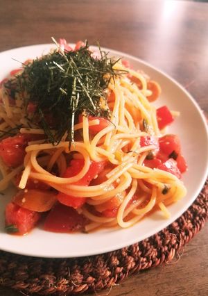 【めんつゆ×ケチャ】冷製和風トマトスパ-レシピのメイン写真