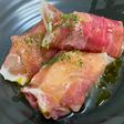 最強レシピ★クリームチーズと桃の生ハム巻