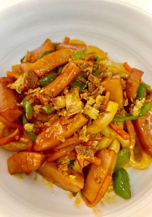 うどんアレンジ♪焼肉だれのナポリタン風-レシピのメイン写真