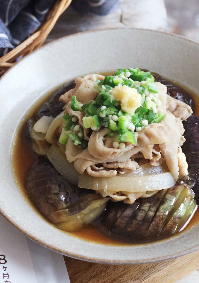 おだし染みるとろける旨さ茄子と豚肉の煮物-レシピのメイン写真