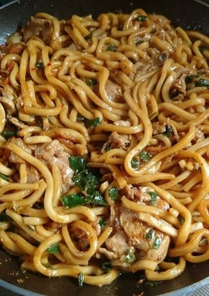 『豚キムチうどん』-レシピのメイン写真