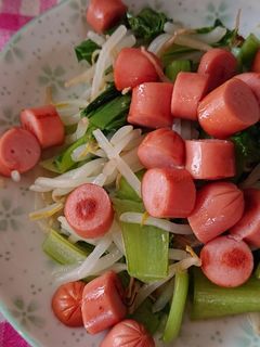 小松菜ともやしとウィンナーの野菜炒め-レシピのメイン写真