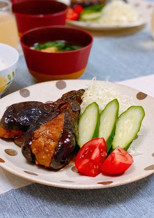 茄子のつくねはさみ照り煮-レシピのメイン写真