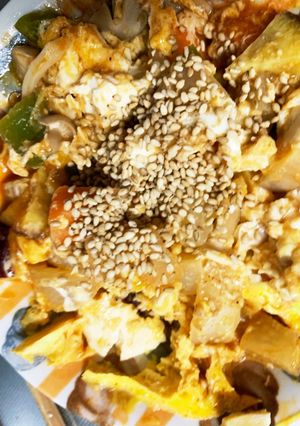 レンジ温野菜卵ロコモコ風チャンプル-レシピのメイン写真