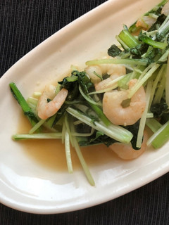 むきエビと水菜の塩麹炒め-レシピのメイン写真