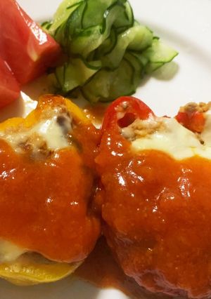パスタソース混ぜてパプリカのハンバーグ-レシピのメイン写真