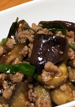 麻婆茄子。ニラ入り-レシピのメイン写真