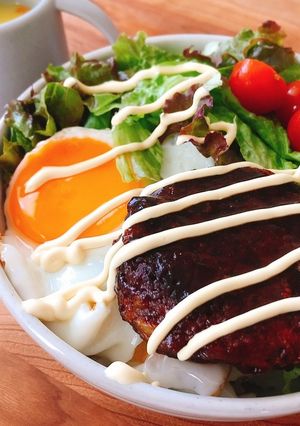 簡単カフェ気分♩ロコモコハンバーグ丼-レシピのメイン写真