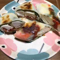 รูปของ サラダチキンの簡単焼き春巻き
