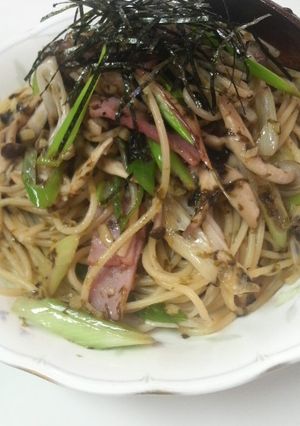 海苔バター♪きのことベーコンの磯パスタ♪-レシピのメイン写真