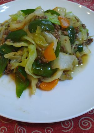 自炊飯　キャベツ等と挽き肉のレンチン&煮-レシピのメイン写真