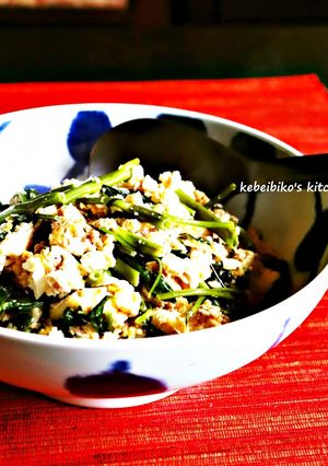 空心菜と肉そぼろのアジアンな炒り豆腐-レシピのメイン写真