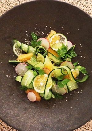 フランス料理　胡瓜とメロンのサラダ仕立て-レシピのメイン写真