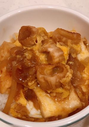 親子丼風、味染み、お麩と豆腐の玉子とじ丼-レシピのメイン写真