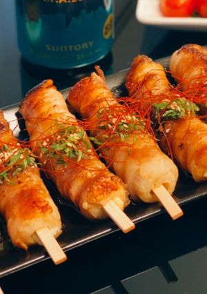 居酒屋風☆ちくわチーズの肉巻き串焼き-レシピのメイン写真