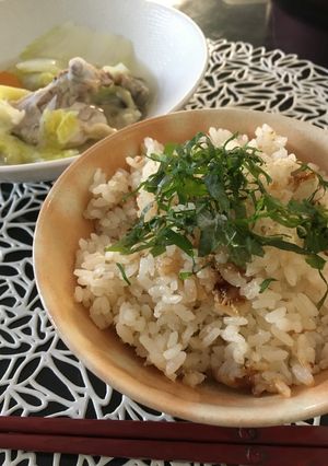 帆立と梅干しの炊き込みご飯-レシピのメイン写真