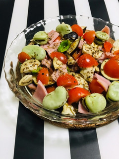 レンジで簡単 ハムと野菜の白ワイン蒸し-レシピのメイン写真