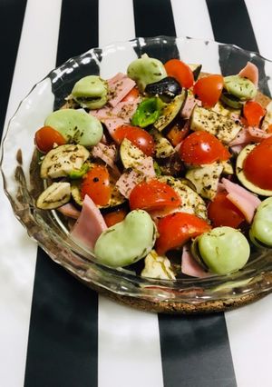 レンジで簡単 ハムと野菜の白ワイン蒸し-レシピのメイン写真