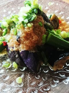 レンジ♪揚げナスとオクラのピリ辛みぞれ煮-レシピのメイン写真