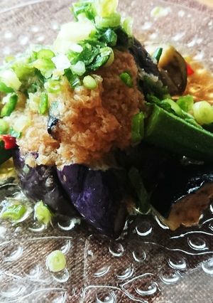 レンジ♪揚げナスとオクラのピリ辛みぞれ煮-レシピのメイン写真