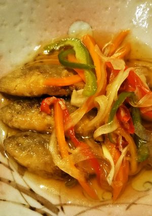 $冷凍豆あじの彩り南蛮漬け$-レシピのメイン写真