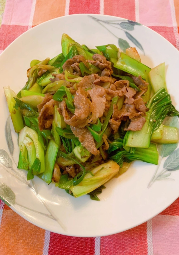 青梗菜と牛肉のオイスターソース炒め-レシピのメイン写真
