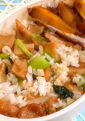 小松菜と蓮根天のおかか混ぜご飯-レシピのメイン写真