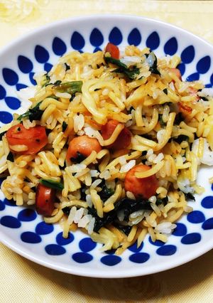 ほうれん草とウインナーの和風そばめし-レシピのメイン写真