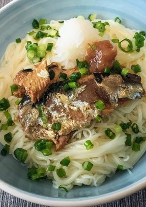 イワシ缶でおろしぶっかけそうめん-レシピのメイン写真
