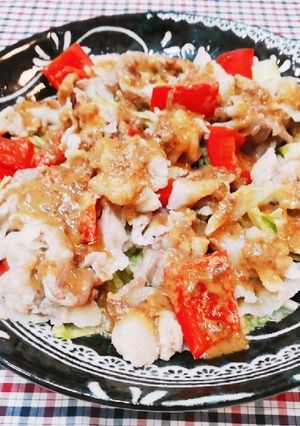 レンジだけ☆豚こまとキャベツの重ね蒸し♬-レシピのメイン写真