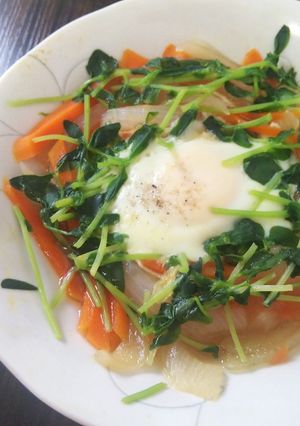 レンジで簡単! 半熟和風巣ごもり卵-レシピのメイン写真