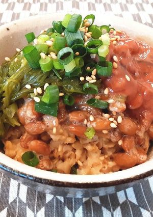 簡単♡オートミールで納豆めかぶ塩辛丼♡-レシピのメイン写真